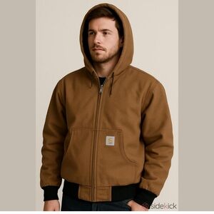 Carhartt Poly Insulated Work Jacket Black/Camel, Size XL